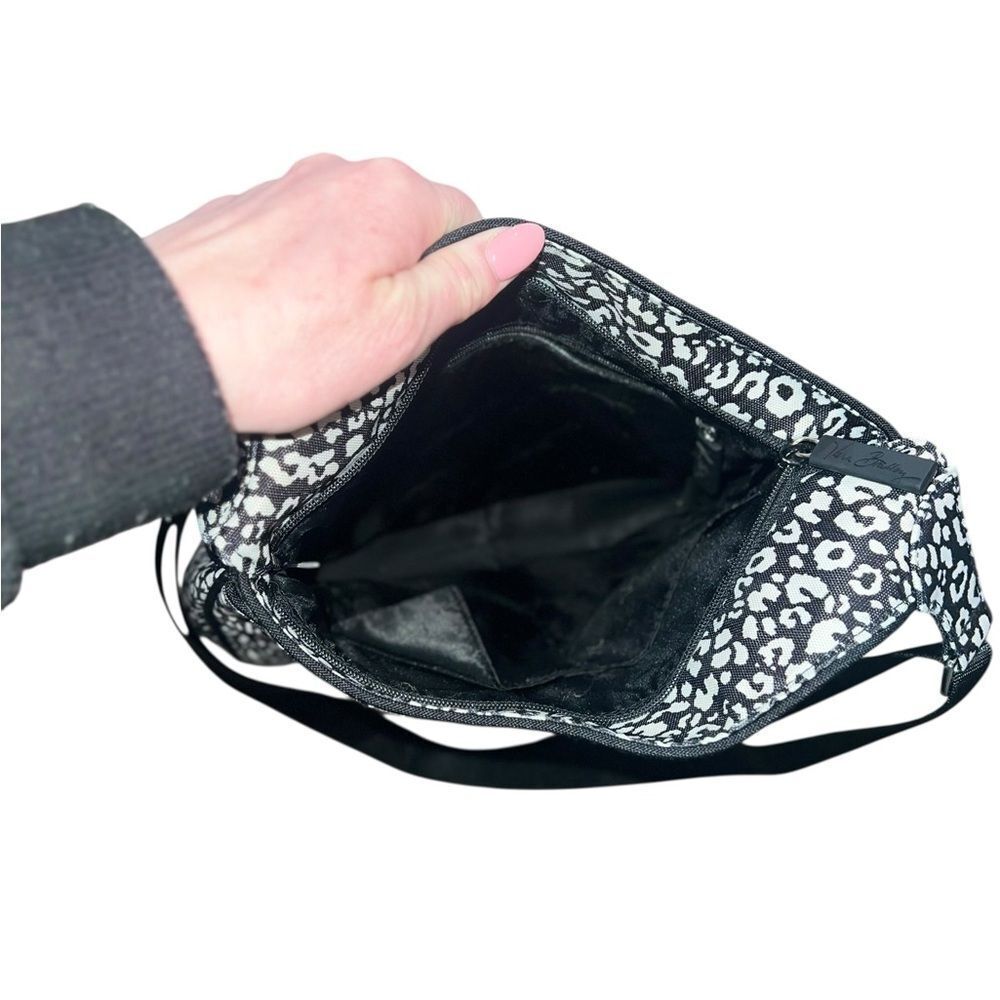 Vera Bradley Black White Leopard Print Quilted Crossbody Bag Adjustable Strap - Picture 12 of 13